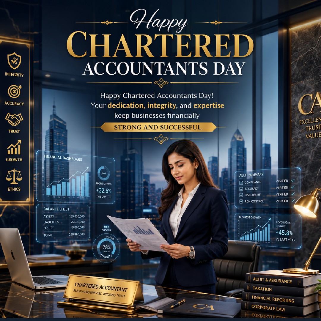 Happy Chartered Accountants Day! Your dedication, integrity, and expertise keep businesses financially strong and successful.